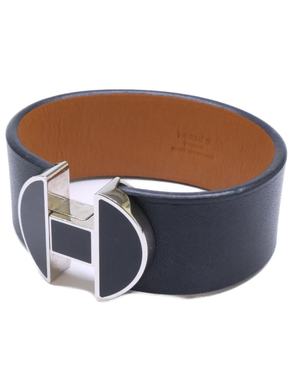 Hermes Leather T2 Bracelet Black